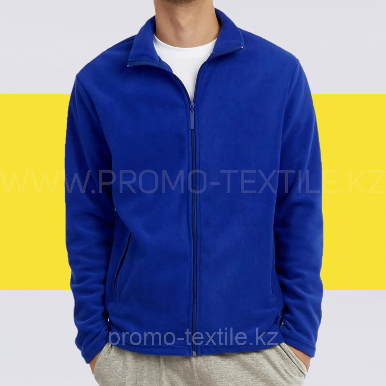 Флисовая куртка синего цвета / Флисовая толстовка синего цвета с логотипом - фото 1 - id-p102471304