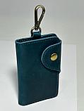 Ключница из кожи. Ручная работа. Отсек для банковской карты. Размер: 11.5 # 7 см., фото 2