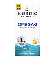 Nordic naturals омега-3 со вкусом лимона, 690мг, 120 капсул