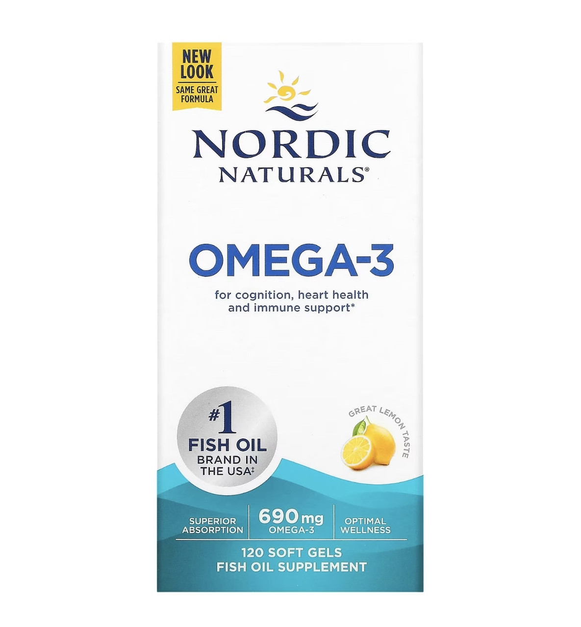 Nordic naturals омега-3 со вкусом лимона, 690мг, 120 капсул - фото 1 - id-p114665213