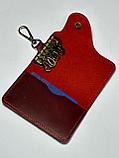 Женская карманная ключница из кожи, отсек для пластиковых карт. Размер: 11.5 # 7 см., фото 5