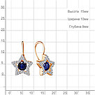 Серебряные серьги  Наносапфир  Фианит Aquamarine 48771АБ.6 позолота коллекц. Клеопатра, фото 2