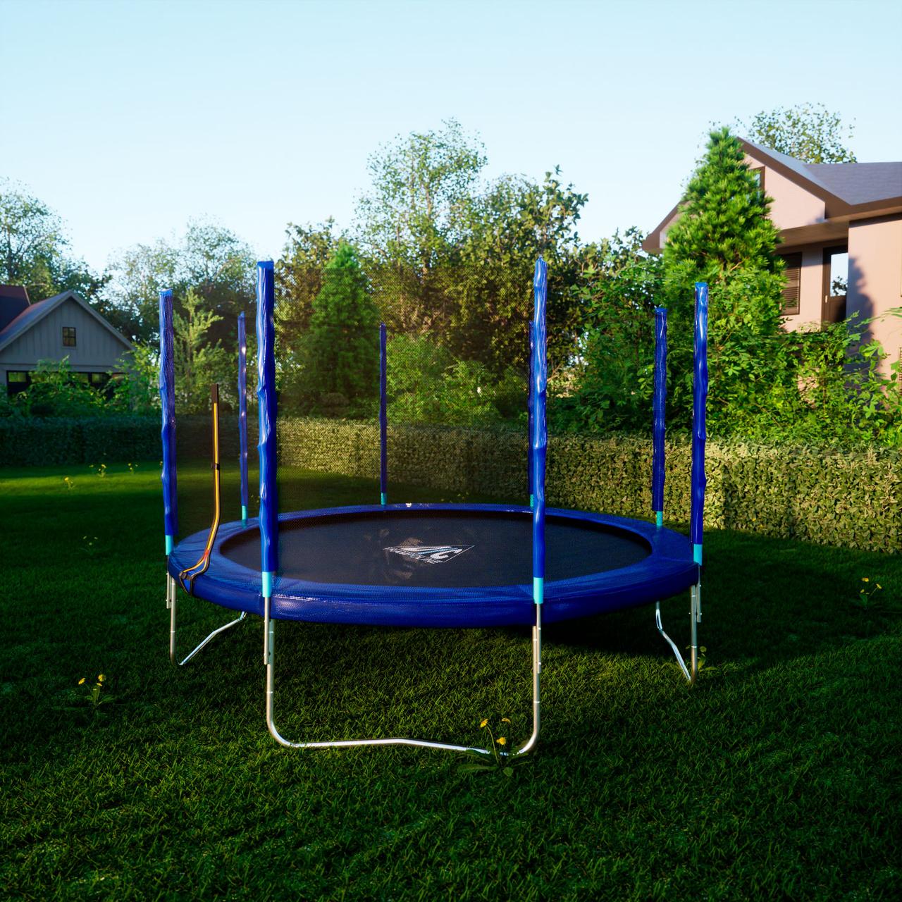 Батут DFC Trampoline Fitness 12ft наружн.сетка, синий (366см) (два короба) - фото 7 - id-p112137948