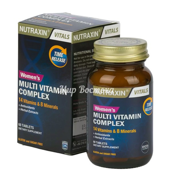 Мультивитаминно-минеральный комплекс для женщин Nutraxin (14 витаминов + 8 минералов, 60 таблеток, Турция)