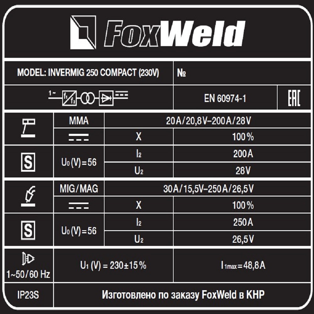 Сварочный полуавтомат FoxWeld INVERMIG 250 COMPACT (230V) - фото 7 - id-p114676123