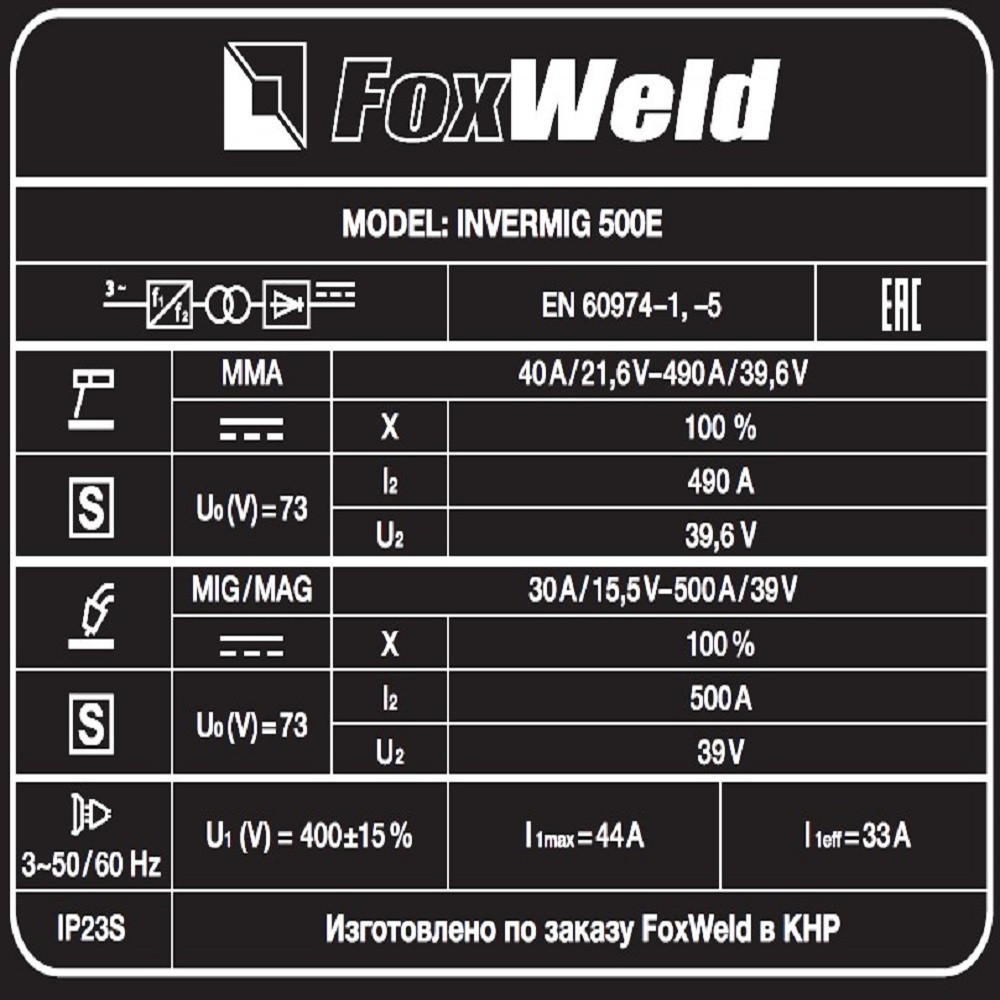 Сварочный полуавтомат FoxWeld INVERMIG 500E с отдельным МП (с комплектом кабелей) - фото 4 - id-p114676126