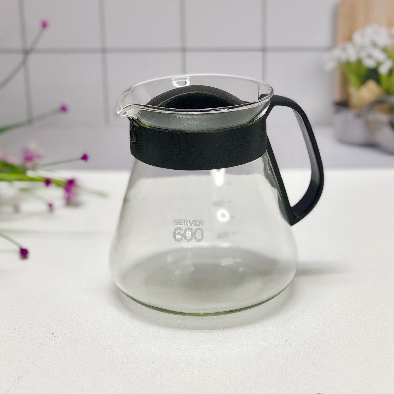 Чайник заварочный стеклянный с удобной съемной ручкой для заварки кофе, чая 600 мл XMS-60 черный - фото 1 - id-p114677470