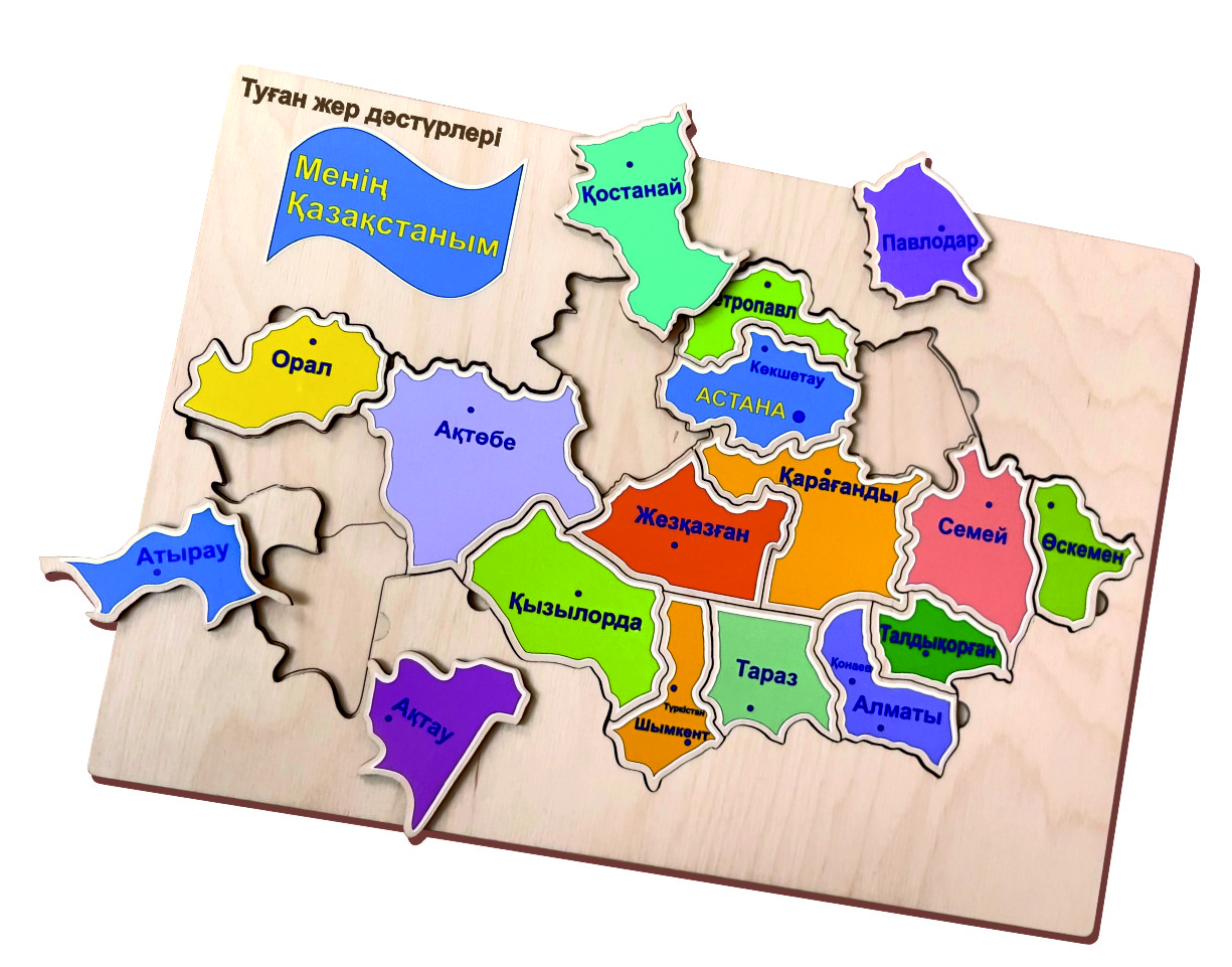 Пазл "Карта Казахстана". Размер 33х23 см - фото 5 - id-p114710297