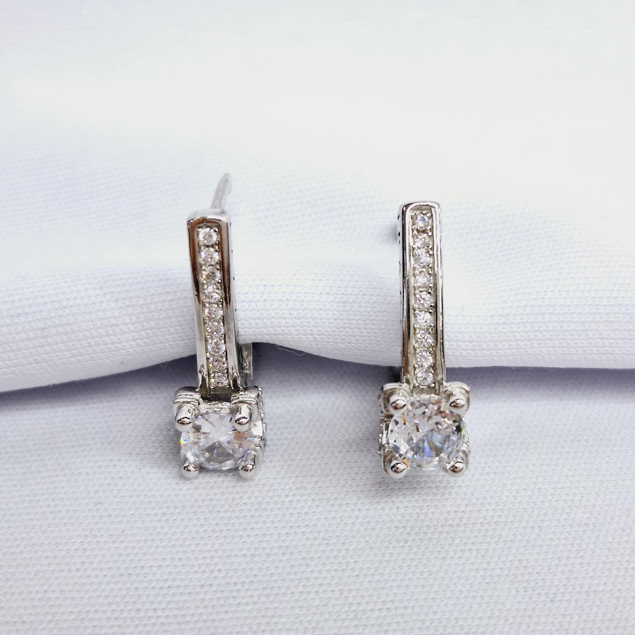 Серьги из серебра с фианитами M790, фото 1