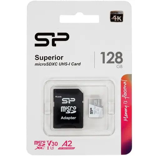 Silicon Power Superior microSDXC 128 ГБ [SP128GBSTXDA2V20SP] флеш (flash) карты (SP128GBSTXDA2V20SP) - фото 1 - id-p114616034