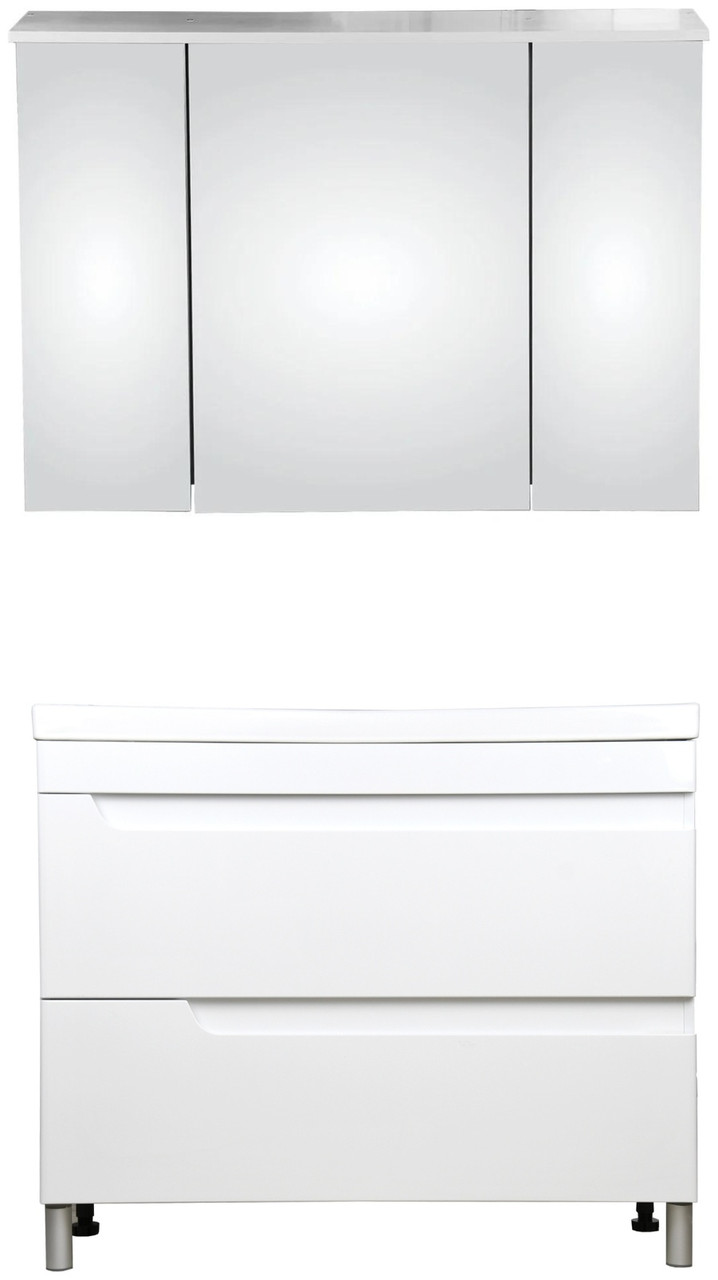 Комплект для ванны Милано 100 напольная (тумба под раковину, раковина, зеркальный шкаф) - фото 1 - id-p114614006