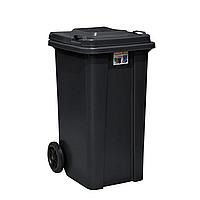 Бак для мусора с крышкой, на колесах, 120 л, цвет черный