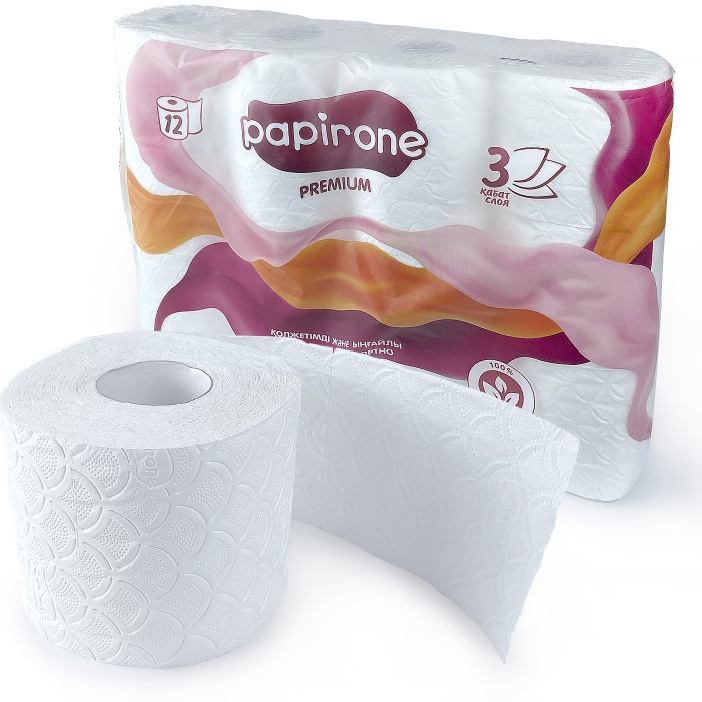 Туалетная бумага Papirone Premium , трехслойная, 12шт/упак, б/о - фото 1 - id-p114728260
