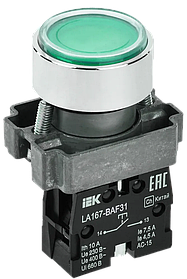 Кнопка управления LA167-BAF31 d=22мм 1з зеленая IP65 IEK