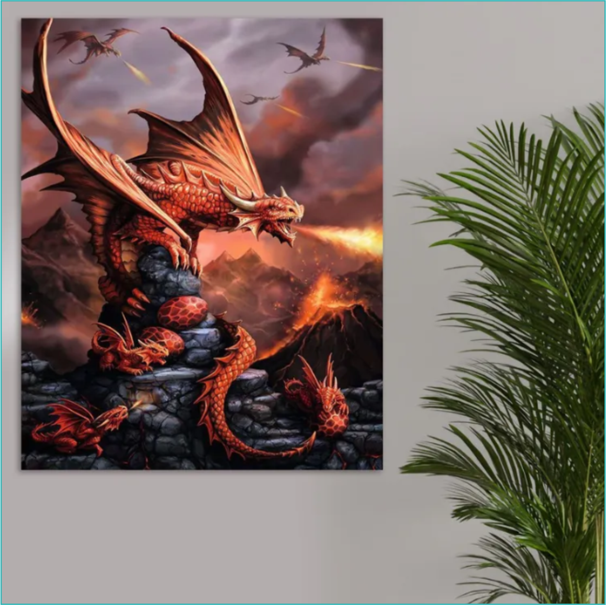 Картина по номерам "Красный огнедышащий дракон" (40х50) - фото 2 - id-p114739382