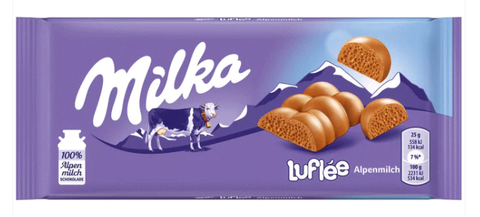 Шоколадная плитка MILKA Luflee Milk 100 гр. (13 шт в упаковке)