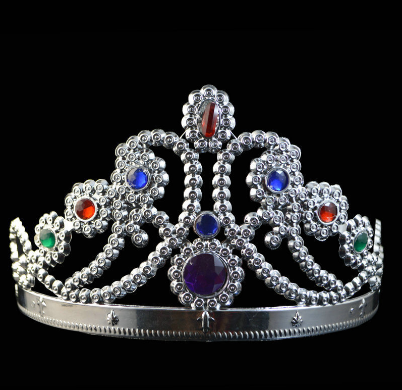 Детская корона серебристая с разноцветными камнями фиолетовая - фото 5 - id-p114741960