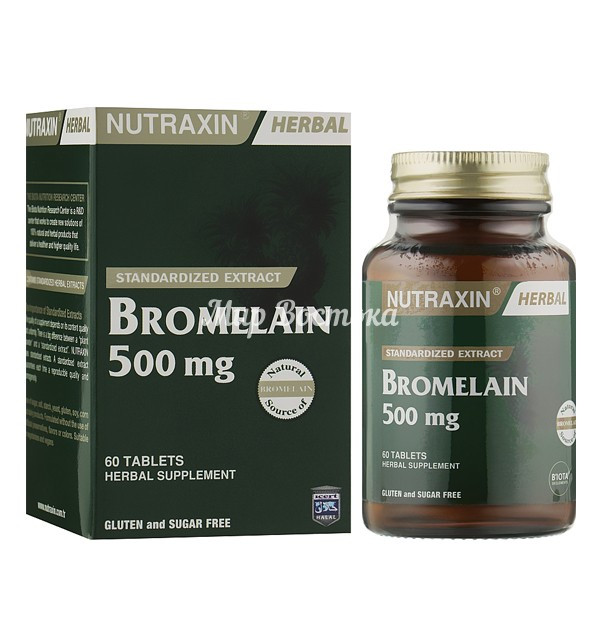 Средство для пищеварения Bromelain Nutraxin (60 таблеток, Турция) - фото 1 - id-p114780185