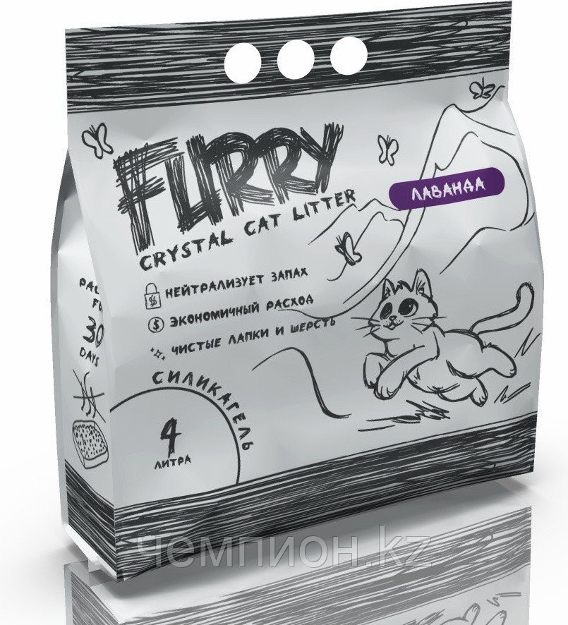Furry, впитывающий силикагелевый наполнитель с ароматом лаванды, 4л - фото 1 - id-p114780813