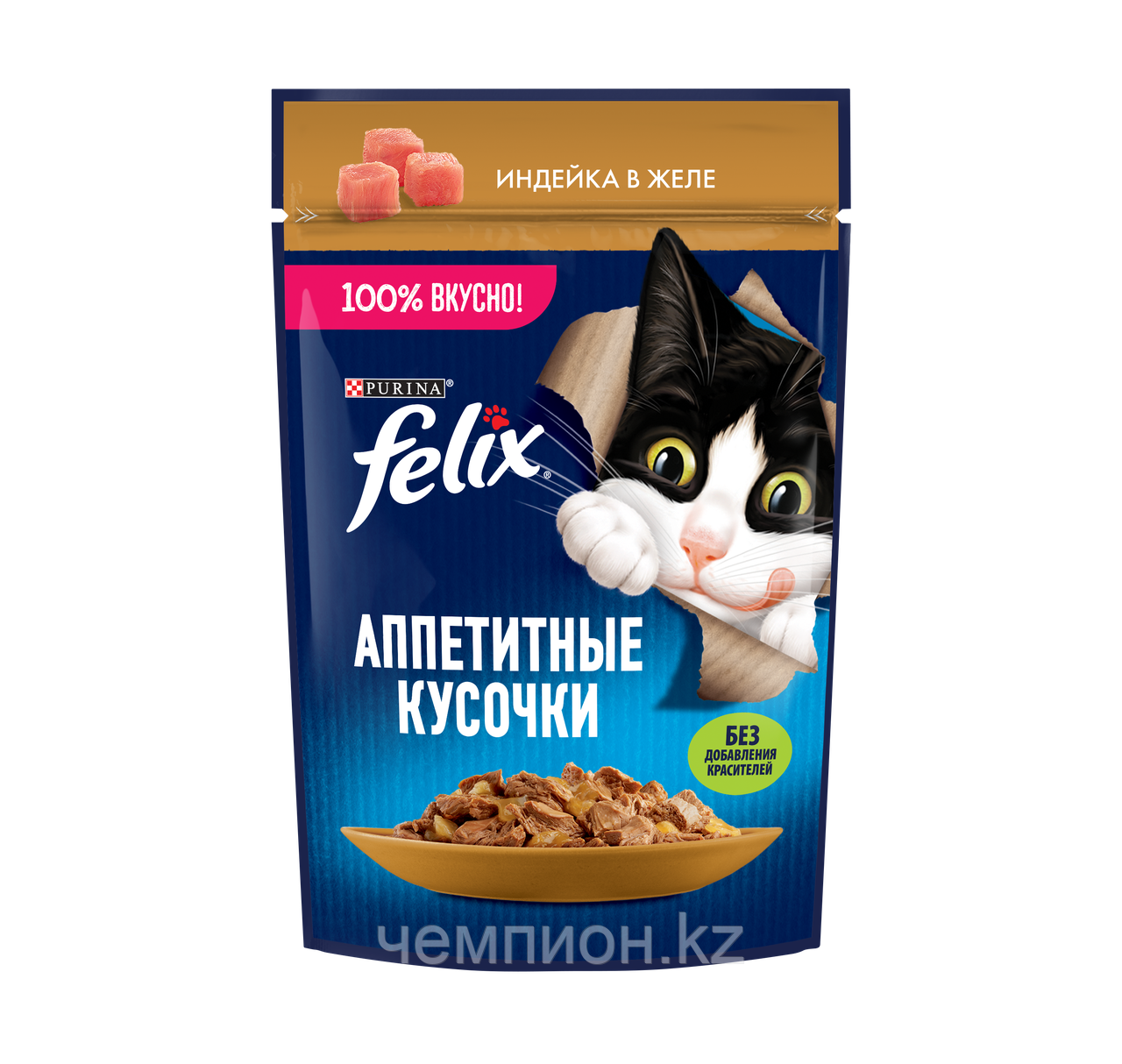 Felix, Феликс кусочки с индейкой в желе для кошек, пауч*75гр - фото 1 - id-p73833541