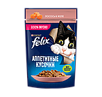 Felix, Феликс кусочки с лососем в желе для кошек, пауч*75гр