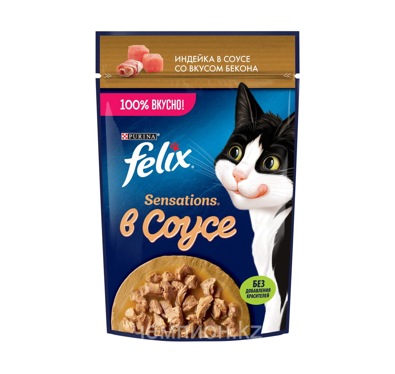 Felix, Феликс кусочки с индейкой в соусе с беконом для кошек, пауч*75гр - фото 1 - id-p94007590