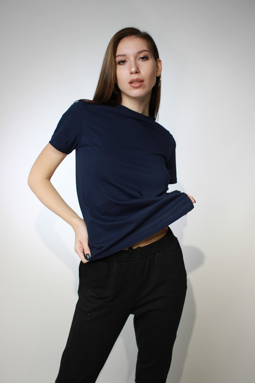 Костюм футболка Classic женская и трико 2-хнитка темно-синий черный - фото 7 - id-p114783572