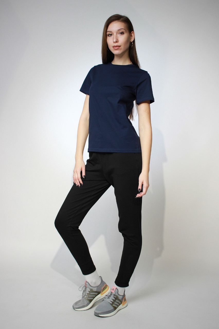 Костюм футболка Classic женская и трико 2-хнитка темно-синий черный - фото 4 - id-p114783576