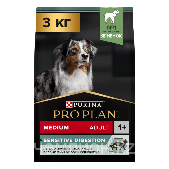 Pro Plan medium Adult Sensitive Digestion, корм для взрослых собак с ягненком, уп.3кг. - фото 1 - id-p80313271