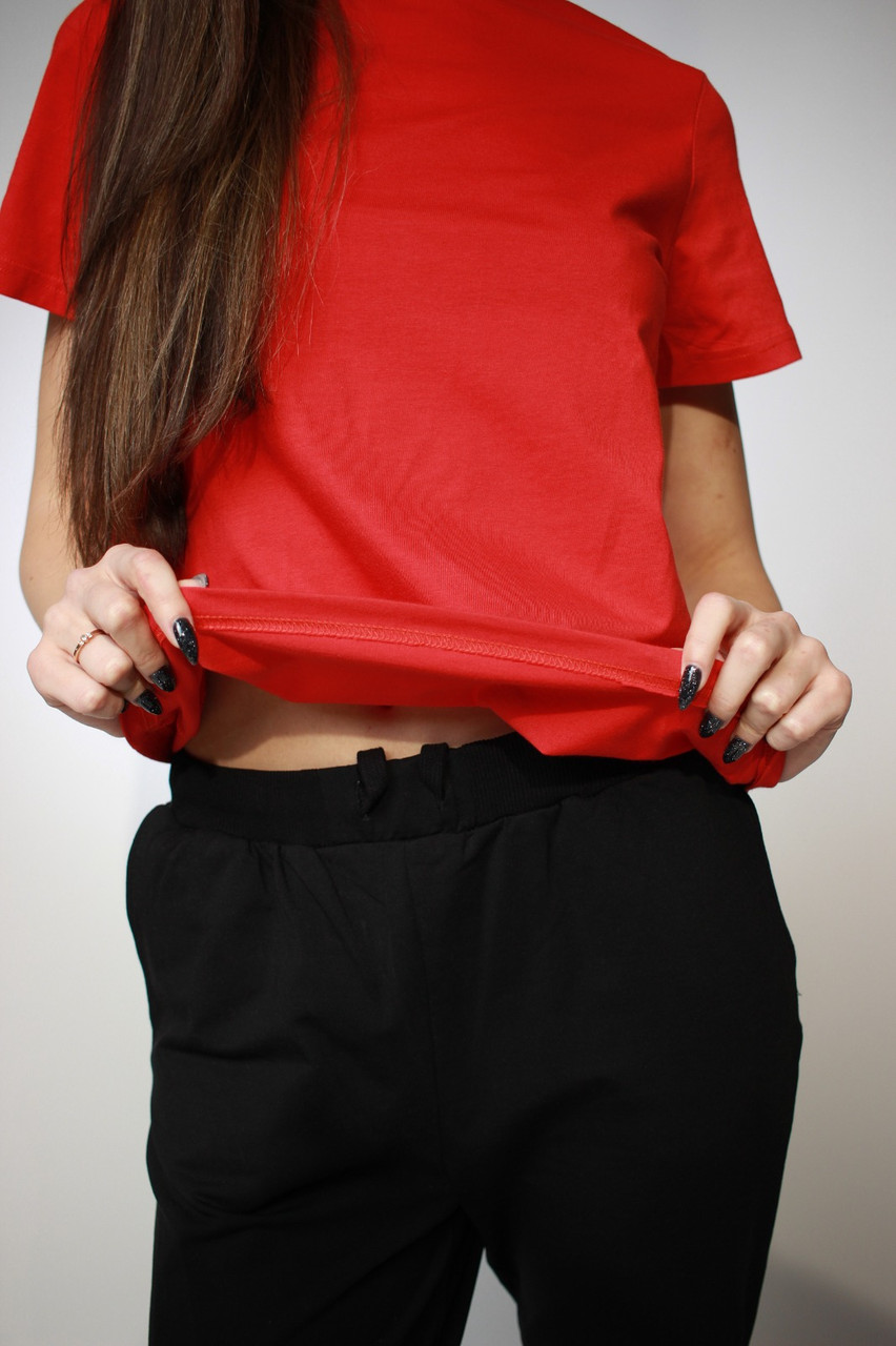 Костюм футболка Classic женская и трико 2-хнитка красный черный - фото 5 - id-p114784037