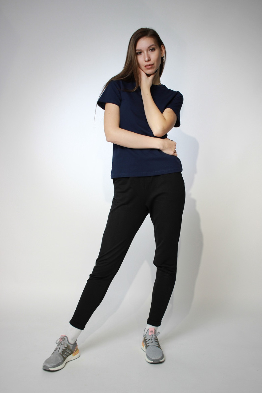 Костюм футболка Classic женская и трико 2-хнитка темно-синий черный - фото 9 - id-p114784050