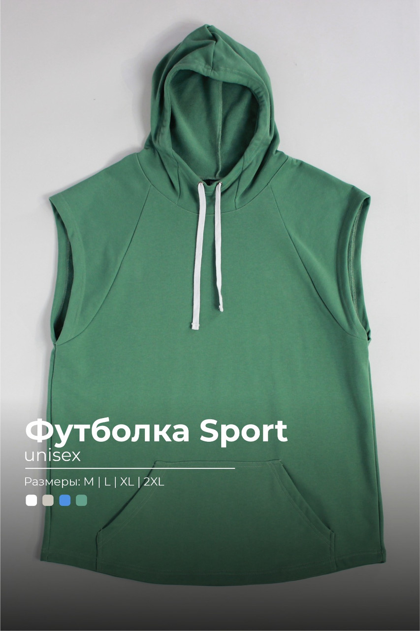 Футболка Sport б/р с капюшоном зеленый - фото 1 - id-p114784079