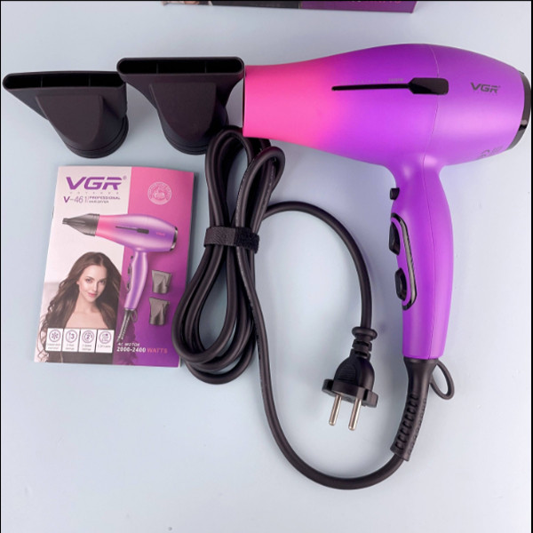 Фен для волос профессиональный с насадками V461, фиолетовый, 2000вт - фото 1 - id-p114784719