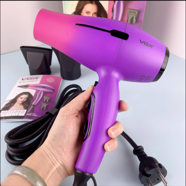 Фен для волос профессиональный с насадками V461, фиолетовый, 2000вт - фото 5 - id-p114784719