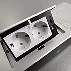 Shelbi Настольный бокс с беспроводной зарядкой, 2 розетки, 1 USB, 1 Type-C, шнур 1,5 м., белый, фото 3