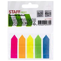 Закладки клейкие неоновые STAFF "СТРЕЛКИ", 45х12 мм, 100 штук (5 цветов х 20 листов), на пластиковом основании, фото 5