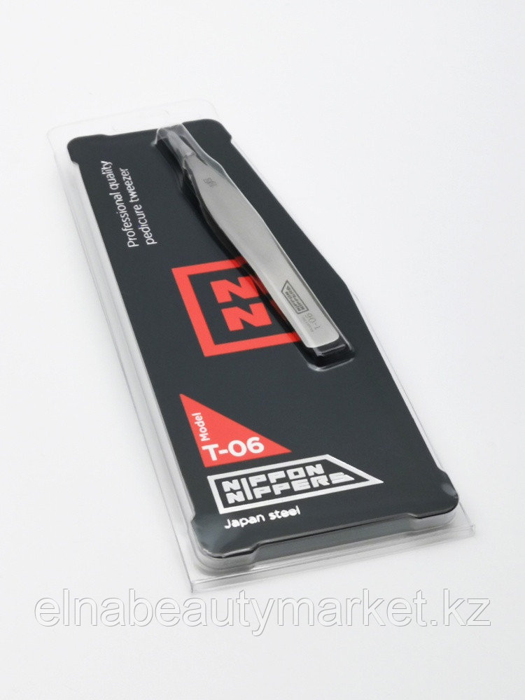 Nippon Nippers пинцет Т-06 95 мм Острый край с насечкой Узкий для кожи, фото 1