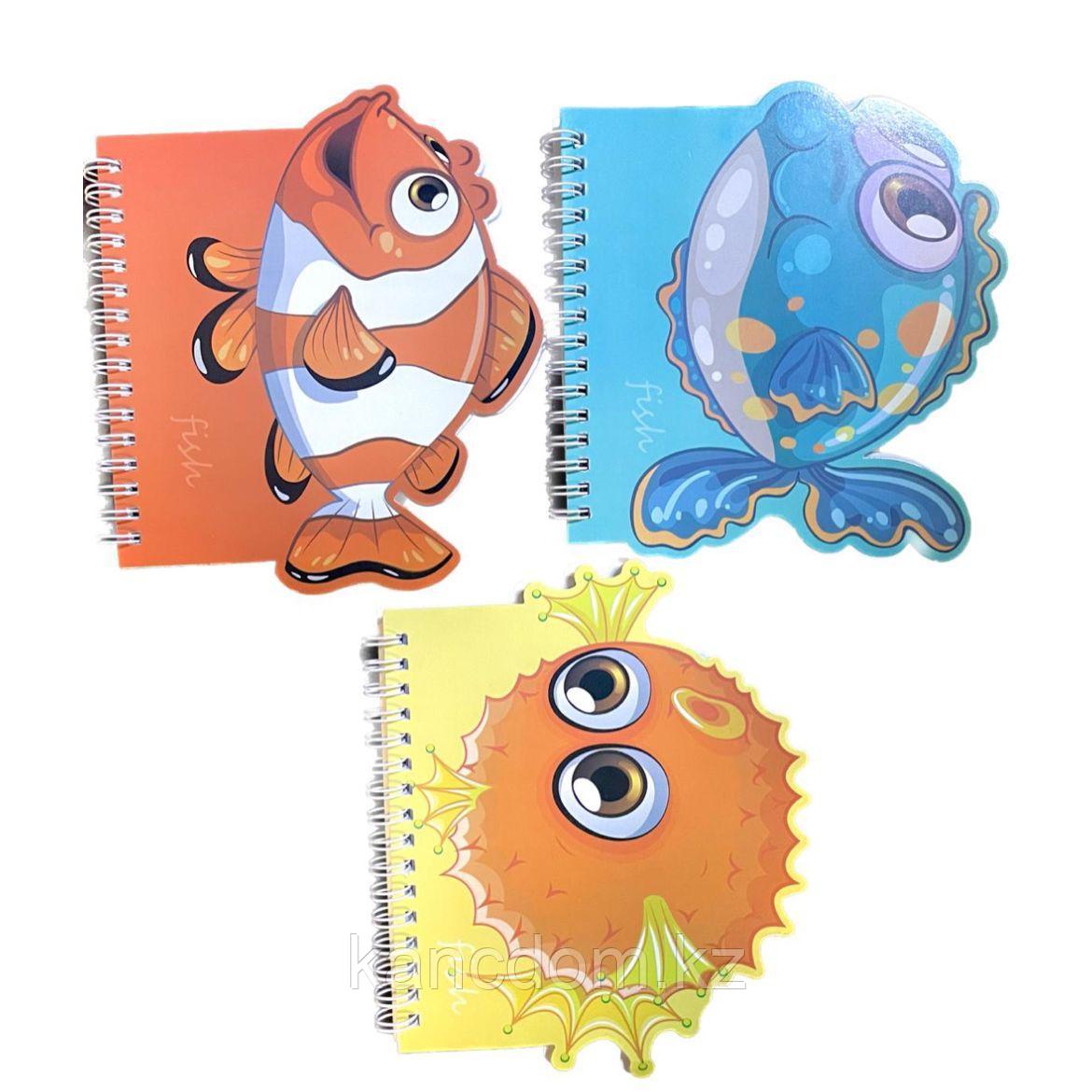 Блокнот на спирали "Fish" 60л, линия WB-95432-2