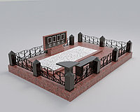 Гранитный комплекс комбинированный с кованной оградой ( черный Шанси, красный Кордайский гранит)