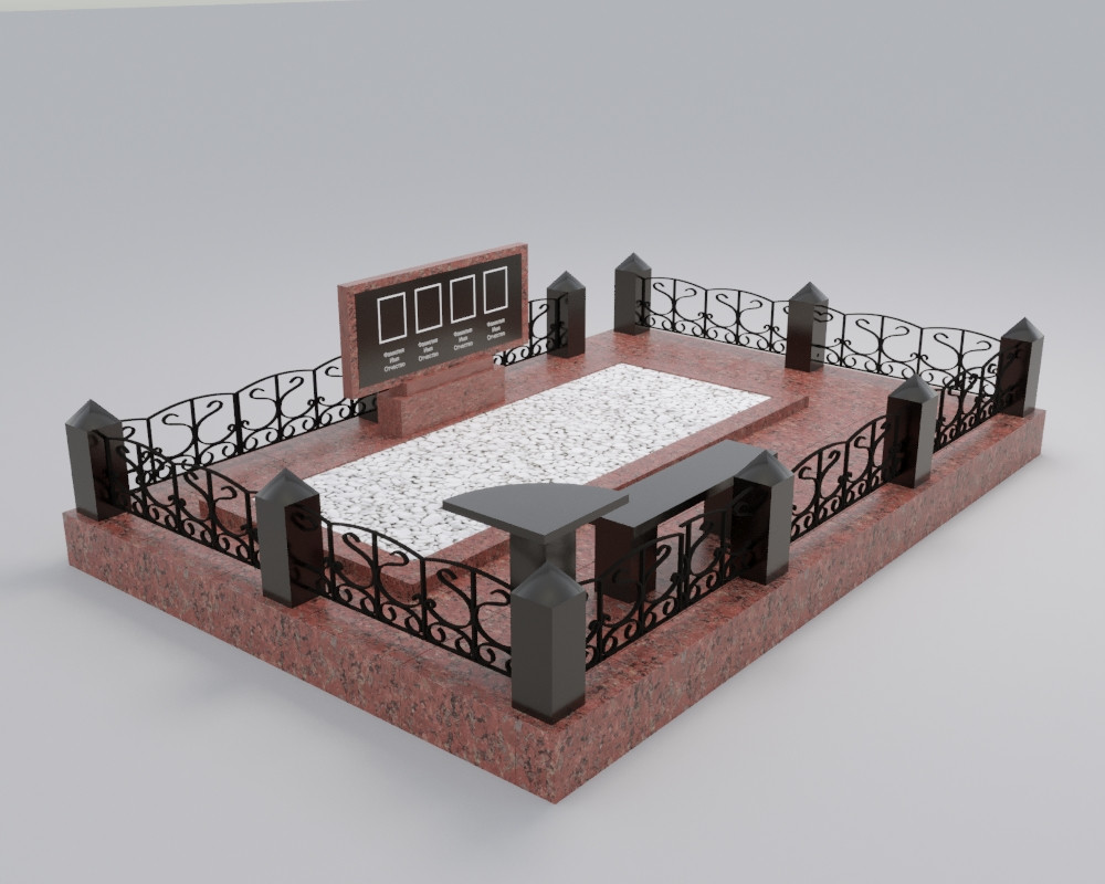 Гранитный комплекс комбинированный с кованной оградой ( черный Шанси, красный Кордайский гранит) - фото 1 - id-p114792810