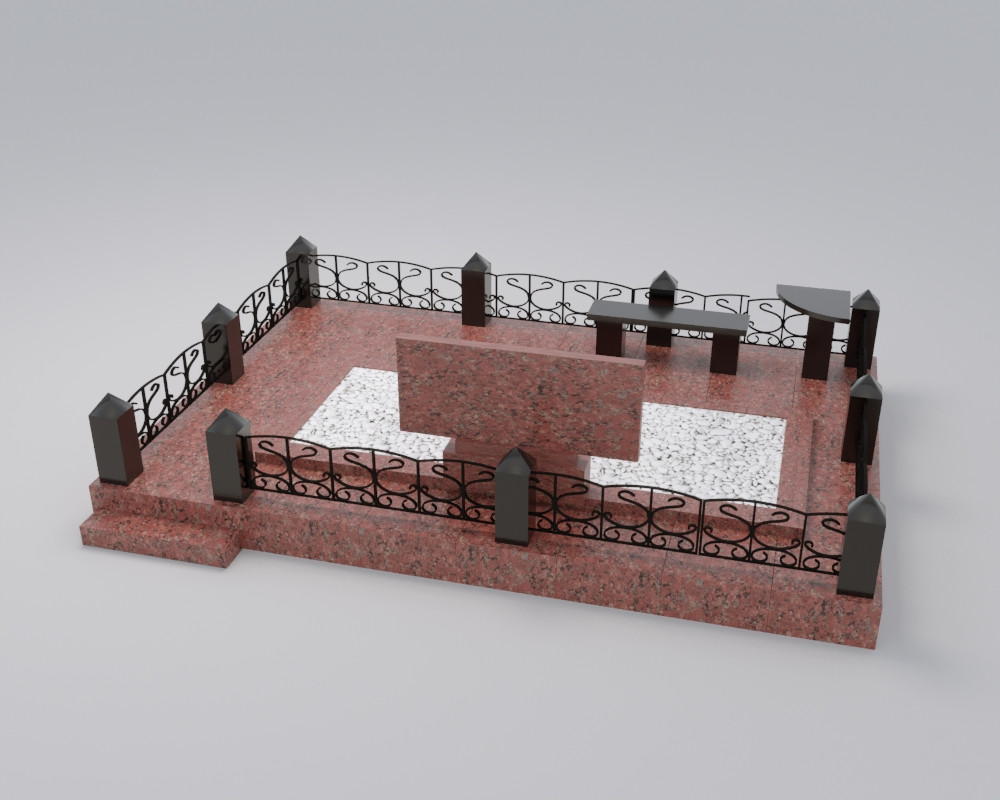 Гранитный комплекс комбинированный с кованной оградой ( черный Шанси, красный Кордайский гранит) - фото 2 - id-p114792810