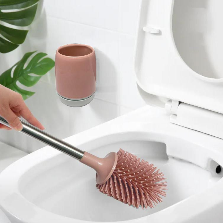Ёршик для унитаза подвесной силиконовый 52 см розовый
