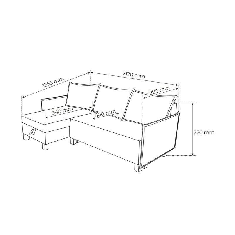 Диван-кровать угловой ТУУЛИ (TUULI, ткань MALMO 16) с ящиком для хранения, бежево-серый - фото 3 - id-p114864047