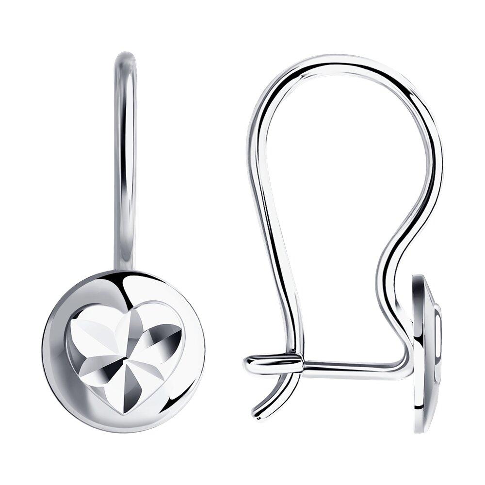 Серьги из серебра с алмазной гранью  94021810 , с французким замком, фото 1