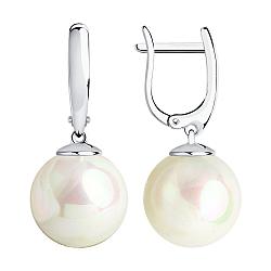 Серьги из серебра с жемчугом SOKOLOV 94022197 серебро с родием, с английским замком