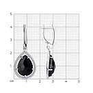 Серьги из серебра с чёрными агатами и фианитами SOKOLOV 92022042 покрыто  родием с английским замком, фото 6