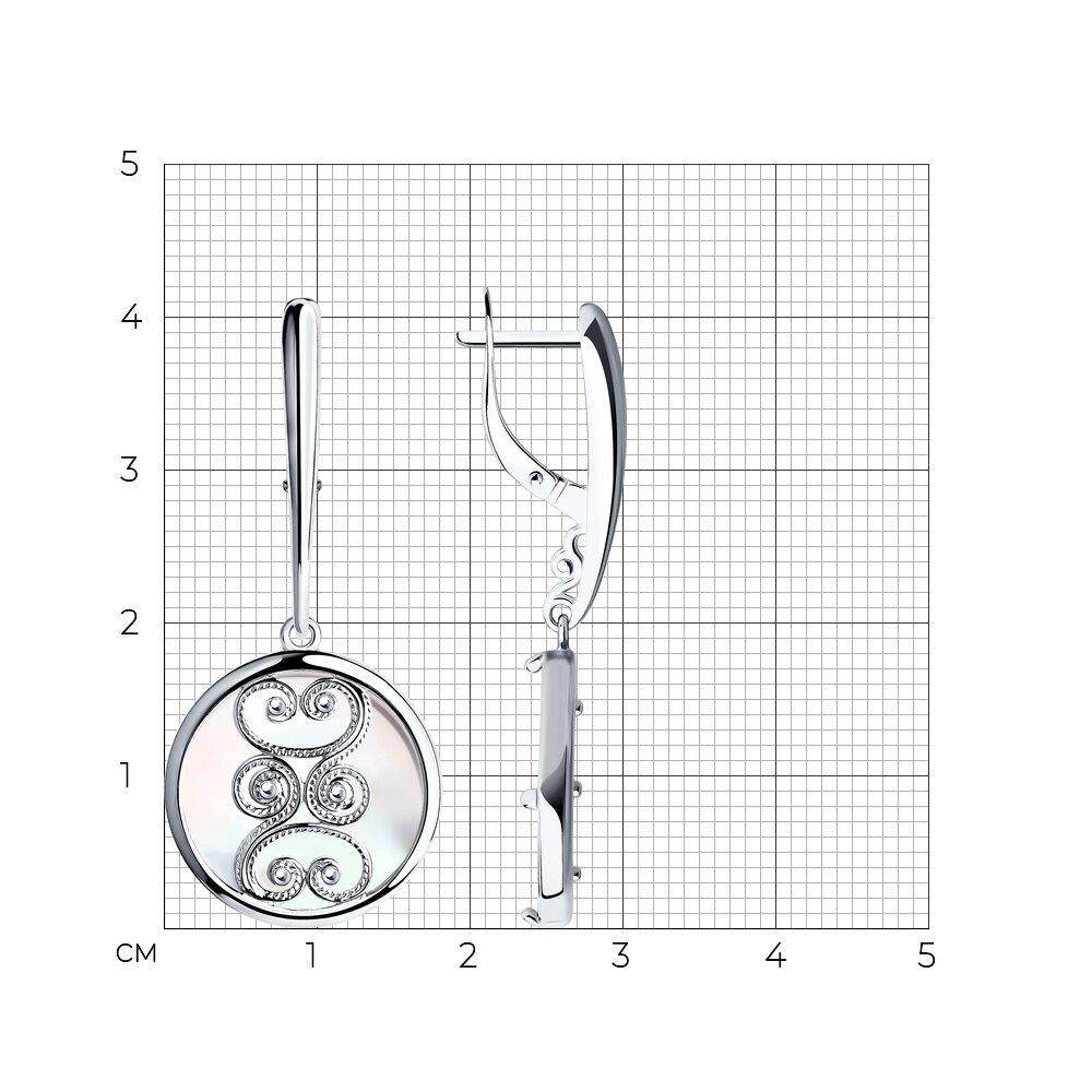 Серьги из серебра с перламутром SOKOLOV 94022214 покрыто родием с английским замком - фото 3 - id-p50152599