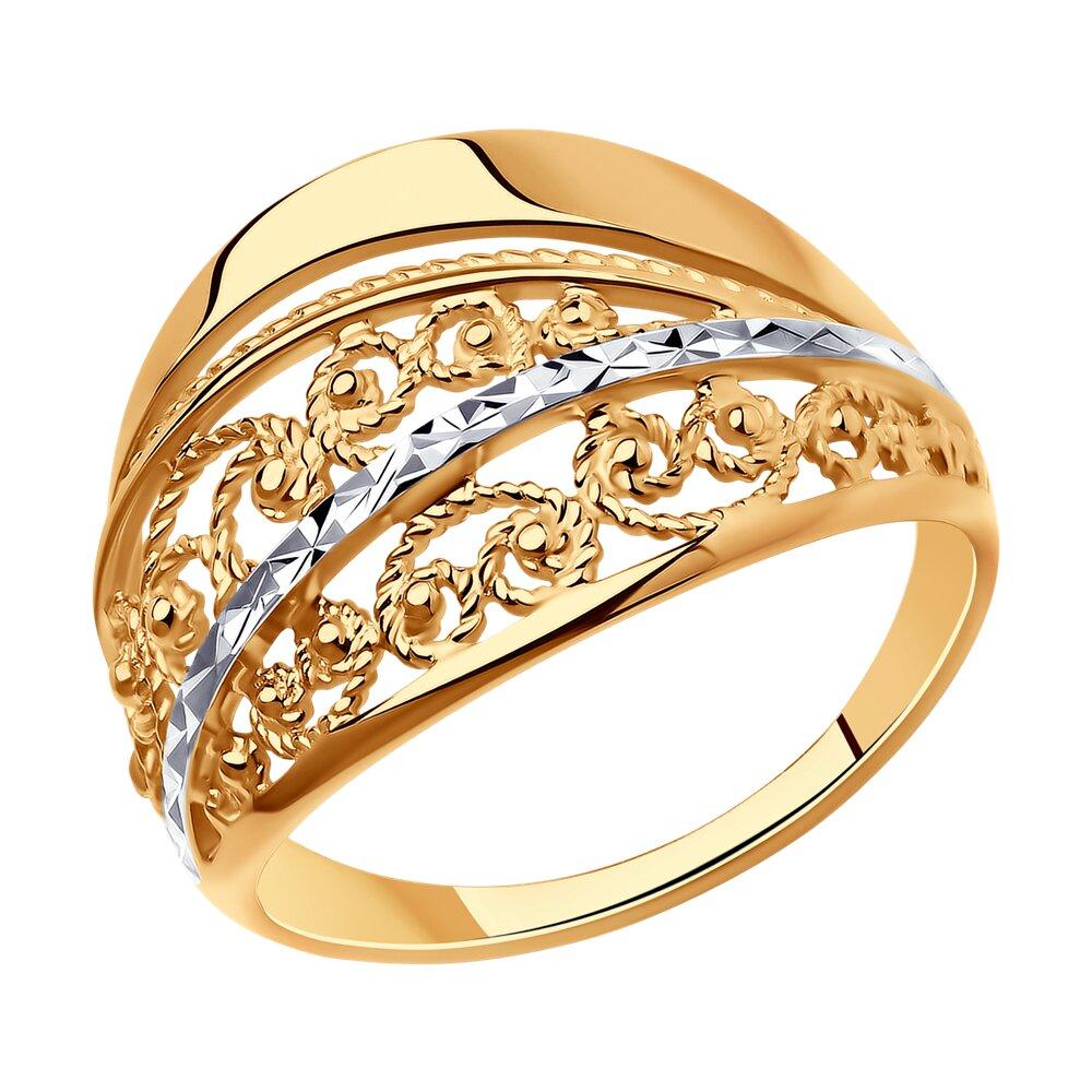 Кольцо из золочёного серебра с алмазной гранью Diamant 93-110-00638-1 серебро с позолотой,