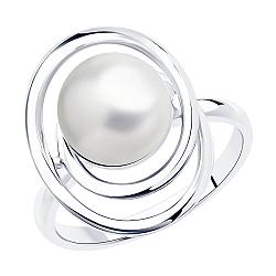 Кольцо из серебра с жемчугом SOKOLOV 94013292 покрыто  родием
