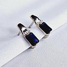 Серьги серебряные классические Фианит Наносапфир Aquamarine 46840АБ.5 серебро с родием коллекц. Клеопатра, фото 2